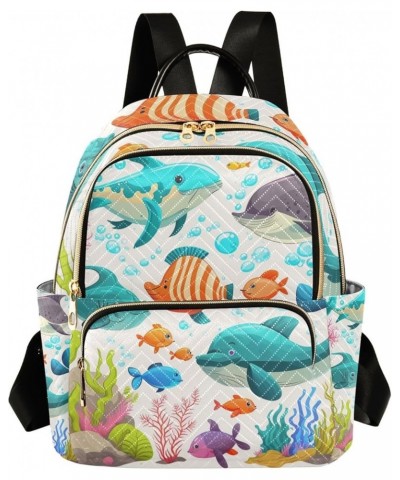 Sea Life White Casual Backpack Quilted Backpack Purse for Women Sea Life White Medium $16.09 Backpacks