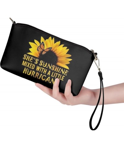 Wristlet Clutch Wallet Purses Leather Crossbody Bags Shoulder Handbag for Women Sunflower Butterfly $20.51 Clutches