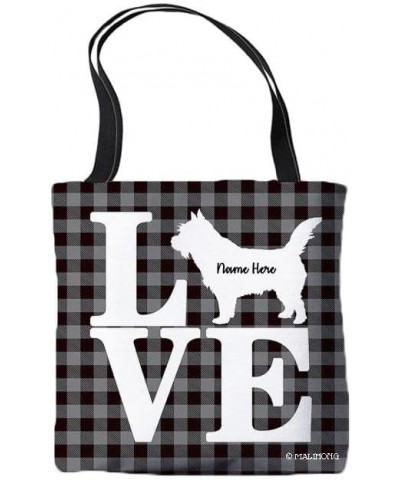 Dog Personalized Tote Bag Norwich Terrier Silhouette Dog Pink Lattice Bag Grey $10.79 Travel Gear