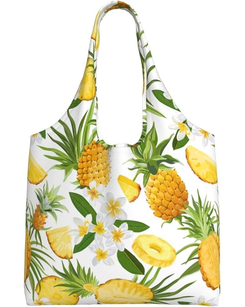 Pineapple Single Shoulder Commuter Canvas Tote Bags For Women And Men Pineapple 16 $12.97 Totes