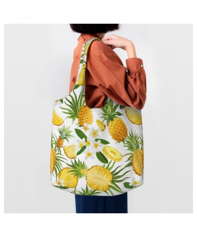 Pineapple Single Shoulder Commuter Canvas Tote Bags For Women And Men Pineapple 16 $12.97 Totes