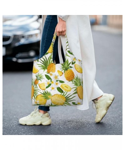 Pineapple Single Shoulder Commuter Canvas Tote Bags For Women And Men Pineapple 16 $12.97 Totes