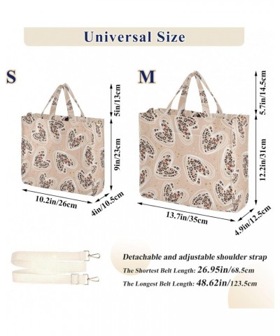 Valentine Heart Leopard Corduroy Tote Bag for Women Hobo Crossbody Bag Purse Stylish Shoulder Handbag Messenger Bags, S $13.8...