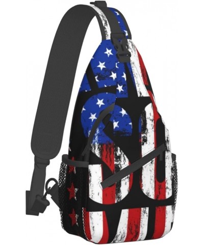 Small Crossbody Sling Backpack Shoulder Chest Bag Daypack for Hiking Traveling (Bullet black and white american flag) Color69...