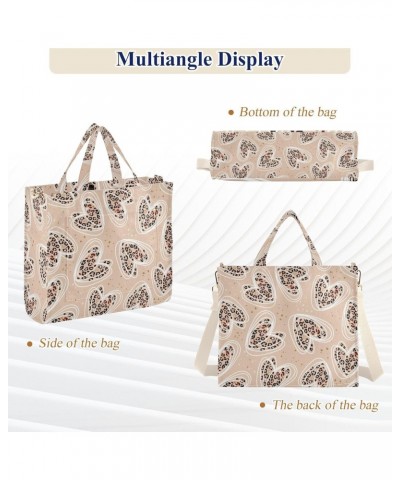 Valentine Heart Leopard Corduroy Tote Bag for Women Hobo Crossbody Bag Purse Stylish Shoulder Handbag Messenger Bags, S $13.8...