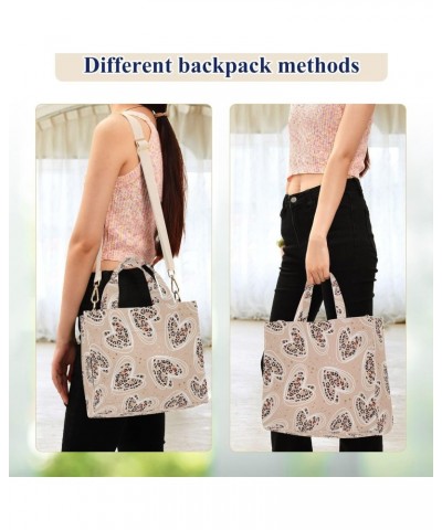 Valentine Heart Leopard Corduroy Tote Bag for Women Hobo Crossbody Bag Purse Stylish Shoulder Handbag Messenger Bags, S $13.8...