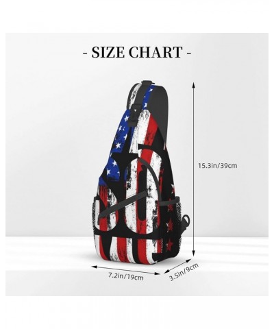 Small Crossbody Sling Backpack Shoulder Chest Bag Daypack for Hiking Traveling (Bullet black and white american flag) Color69...