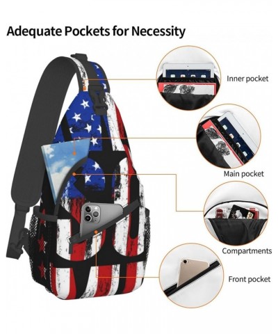 Small Crossbody Sling Backpack Shoulder Chest Bag Daypack for Hiking Traveling (Bullet black and white american flag) Color69...