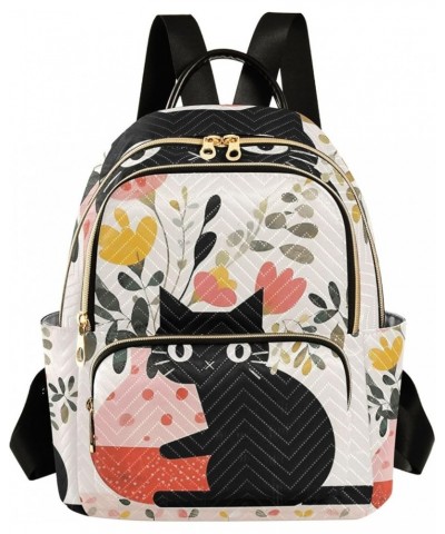 Vase and Black Cat Backpack Purse Quilted Quilted Travel Bag Vase and Black Cat Small $15.98 Backpacks