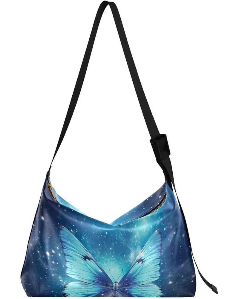 Blue Butterfly Flying in the Sky Adjustable Shoulder Bag, Women Crossbody Bag, Shoulder Bag Blue Butterfly Flying in the Sky-...