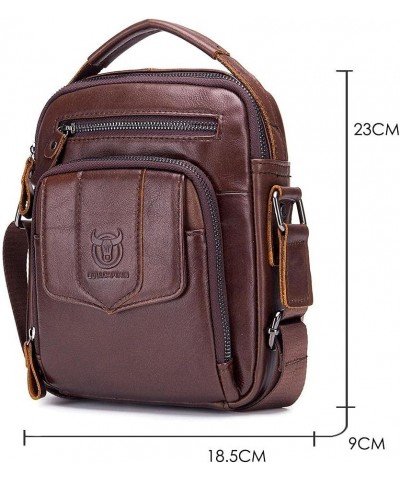 Leather shoulder bag men's Messenger bag vertical 7.9 inch tablet handbag-black Black $33.92 Totes