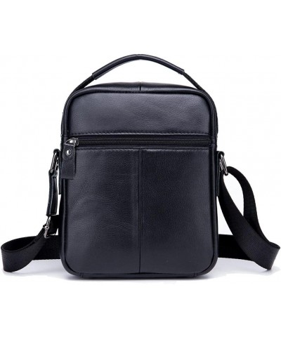 Leather shoulder bag men's Messenger bag vertical 7.9 inch tablet handbag-black Black $33.92 Totes