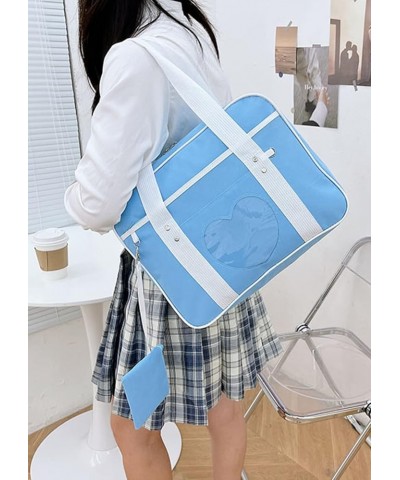 Women Oxford Cloth Shoulder Bag Love Large Capacity Bags Purse 2 pieces-Off White White Blue $16.80 Totes