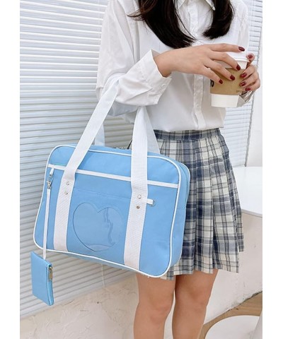 Women Oxford Cloth Shoulder Bag Love Large Capacity Bags Purse 2 pieces-Off White White Blue $16.80 Totes