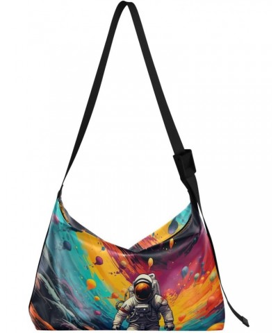 Space Planet Galaxy Astronaut Crossbody Bag for Women Men with Adjustable Strap PU Leather Shoulder Hobo Purse Bag 20853741 $...