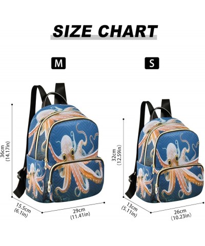 Backpack Purse for Women Octopus in The Blue Ocean, Mini Fashion Backpack Lightweight Casual Daypack Shoulder Bag Travel Back...