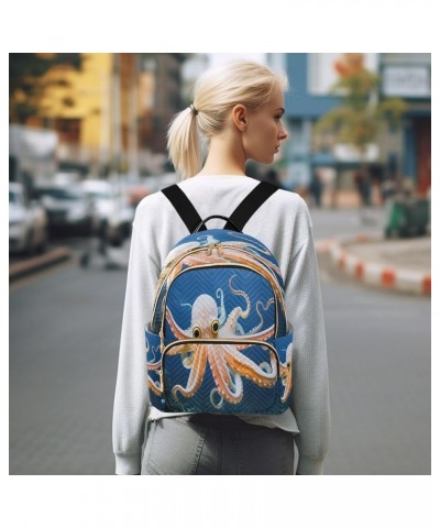 Backpack Purse for Women Octopus in The Blue Ocean, Mini Fashion Backpack Lightweight Casual Daypack Shoulder Bag Travel Back...