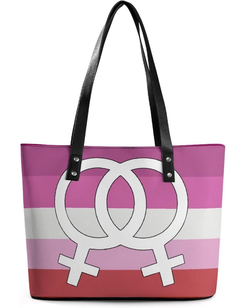 Lesbian Pride Flag Printed Purses and Handbags for Women Vintage Tote Bag Top Handle Ladies Shoulder Bags for Shopping Travel...