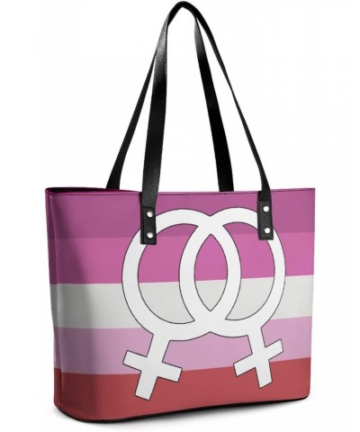 Lesbian Pride Flag Printed Purses and Handbags for Women Vintage Tote Bag Top Handle Ladies Shoulder Bags for Shopping Travel...