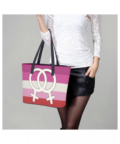 Lesbian Pride Flag Printed Purses and Handbags for Women Vintage Tote Bag Top Handle Ladies Shoulder Bags for Shopping Travel...