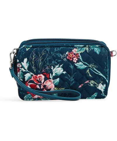 Cotton All in One Crossbody Purse with RFID Protection Rose Toile - Recycled Cotton $14.15 Crossbody Bags