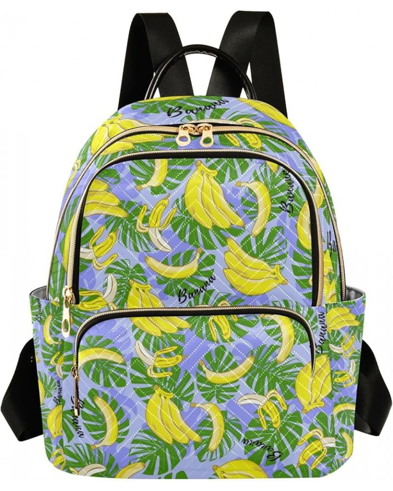 Banana and Palm Leaves Backpack for Women Shoulder Bag Lightweight Small Backpack Casual Daypack for Travel Mini(10.23'' x 5....