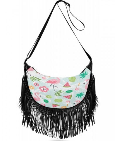 Shoulder Purses for Women Fringe Medium Size Crossbody Bags for Ladies Shoulder Bag Crossbody Flamingo Watermelon $12.31 Cros...