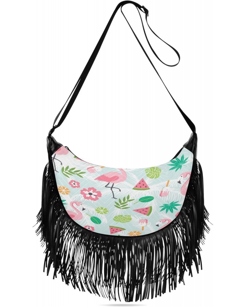 Shoulder Purses for Women Fringe Medium Size Crossbody Bags for Ladies Shoulder Bag Crossbody Flamingo Watermelon $12.31 Cros...