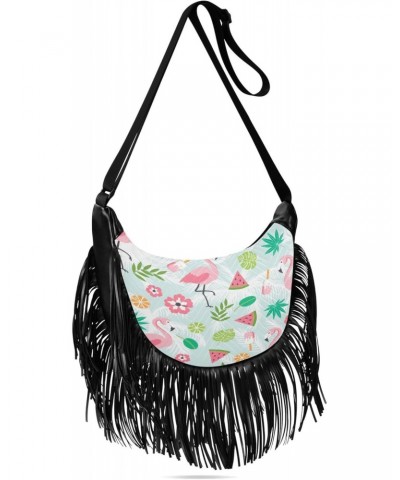 Shoulder Purses for Women Fringe Medium Size Crossbody Bags for Ladies Shoulder Bag Crossbody Flamingo Watermelon $12.31 Cros...