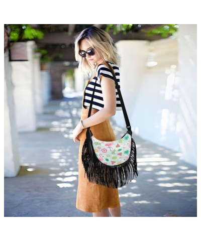 Shoulder Purses for Women Fringe Medium Size Crossbody Bags for Ladies Shoulder Bag Crossbody Flamingo Watermelon $12.31 Cros...