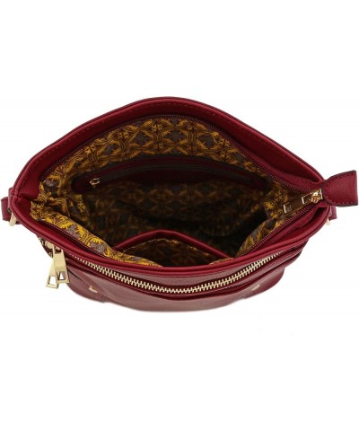 Triple Zip Pocket Large Crossbody Bag Wine $19.03 Crossbody Bags