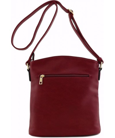 Triple Zip Pocket Large Crossbody Bag Wine $19.03 Crossbody Bags