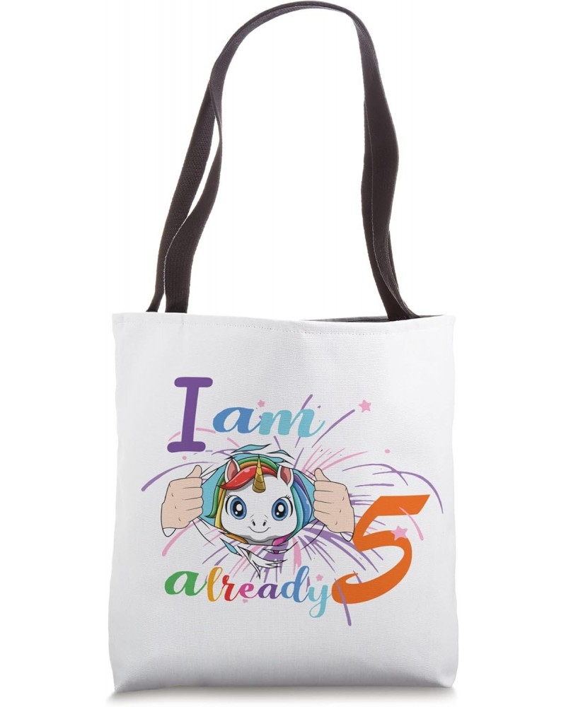 5th Birthday Cute Unicorn Party Bday Celebration Tote Bag $11.81 Totes