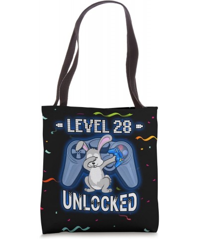 Level 28 Unlocked - Funny Dabbing Rabbit Gamer 28th Birthday Tote Bag $9.78 Totes