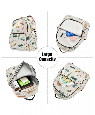 Women Backpack Purse Cute Car Bus and Traffic Fashion Shoulder Bags Travel Backpack Small Daypacks S Small $10.66 Backpacks