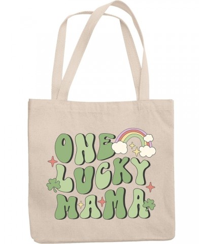 One Lucky Mama, Groovy Wavy Text St. Patrick's Day Art Merch Gift, 12oz Canvas Tote Bag $14.30 Totes