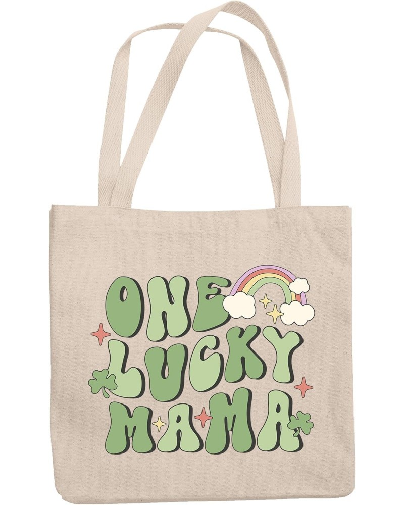 One Lucky Mama, Groovy Wavy Text St. Patrick's Day Art Merch Gift, 12oz Canvas Tote Bag $14.30 Totes