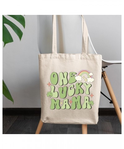 One Lucky Mama, Groovy Wavy Text St. Patrick's Day Art Merch Gift, 12oz Canvas Tote Bag $14.30 Totes