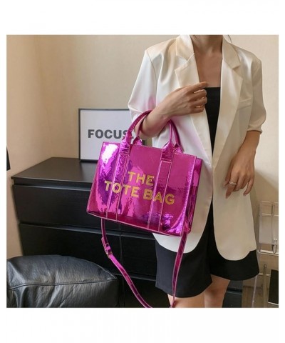 The Tote Bag for Women, Cute Shining Leather Tote Bag with Zipper Trendy Top Handle Crossbody Purse and Handbags Rose $22.54 ...