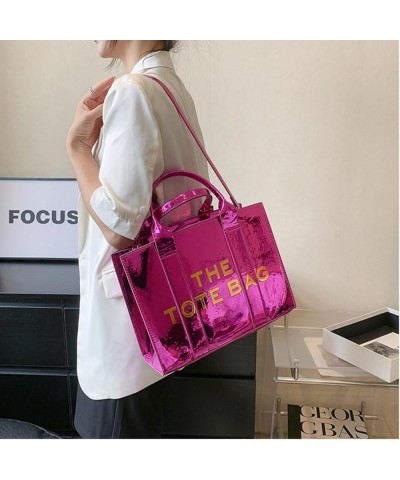 The Tote Bag for Women, Cute Shining Leather Tote Bag with Zipper Trendy Top Handle Crossbody Purse and Handbags Rose $22.54 ...