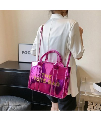 The Tote Bag for Women, Cute Shining Leather Tote Bag with Zipper Trendy Top Handle Crossbody Purse and Handbags Rose $22.54 ...