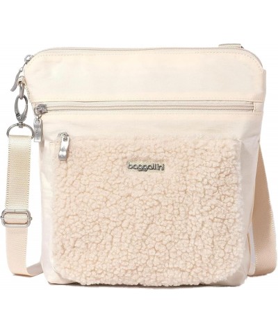 Modern Large Pocket Crossbody Light Beige Faux Shearling $33.60 Crossbody Bags