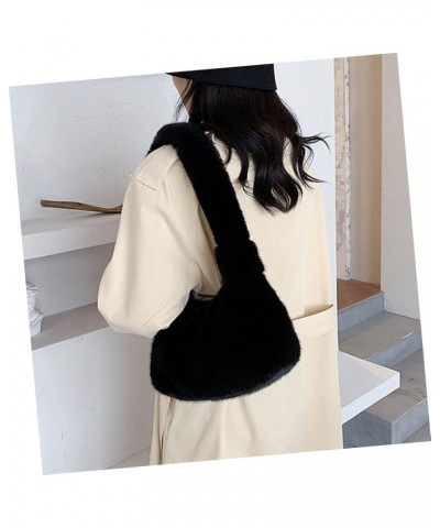 1pc Plush Women's Bag Laptop Messenger Bag for Women Shoulder Sling Bag for Women Pouch Wallet Faux Tote Black $12.53 Totes