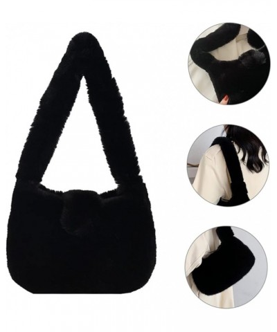 1pc Plush Women's Bag Laptop Messenger Bag for Women Shoulder Sling Bag for Women Pouch Wallet Faux Tote Black $12.53 Totes