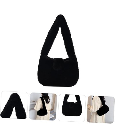 1pc Plush Women's Bag Laptop Messenger Bag for Women Shoulder Sling Bag for Women Pouch Wallet Faux Tote Black $12.53 Totes