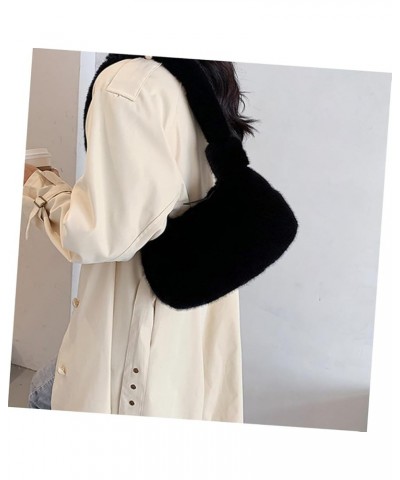 1pc Plush Women's Bag Laptop Messenger Bag for Women Shoulder Sling Bag for Women Pouch Wallet Faux Tote Black $12.53 Totes