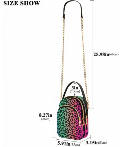 Chain Crossbody Bags for Women Multicolor Gradient Leopard Pattern Quilted Shoulder Crossbody Handbags Travel Cross Body Cell...