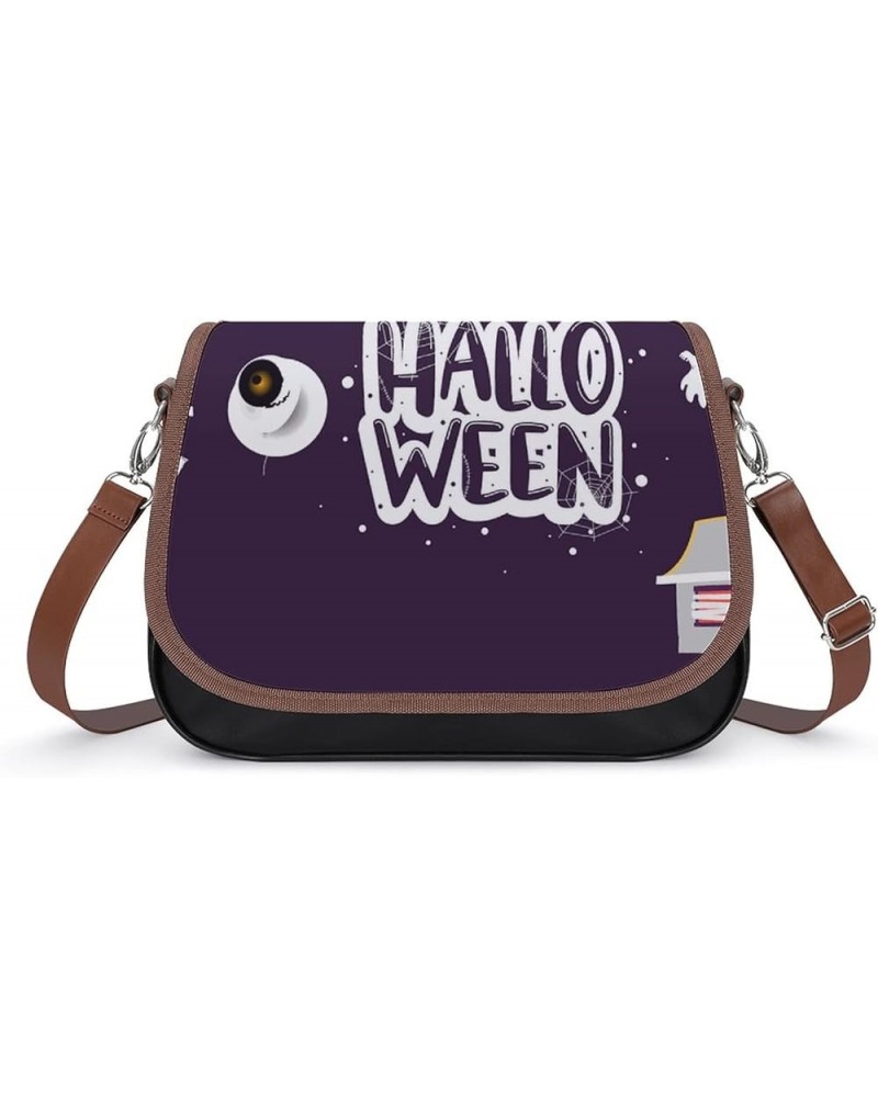 Leather Hobo Bags Women's Crossbody Shoulder Bag Classic City Top Handle Satchels Halloween Cat Pumpkin Color11 $23.00 Crossb...