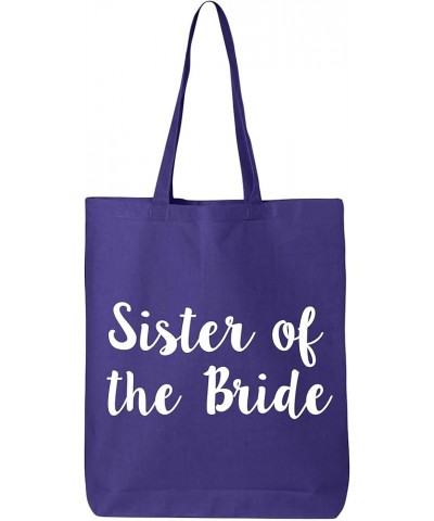 Sister of the Bride Cotton Canvas Tote Bag Purple $9.87 Totes