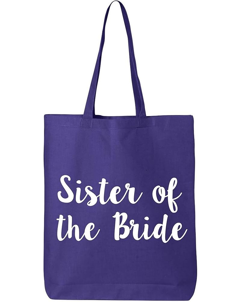 Sister of the Bride Cotton Canvas Tote Bag Purple $9.87 Totes